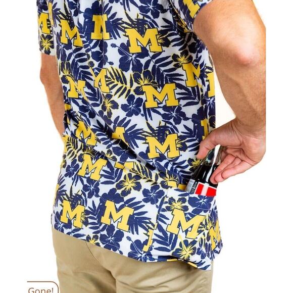 Men's Tellum and Chop White Michigan Wolverines Floral Button-Up Shirt Size XS - Picture 13 of 13